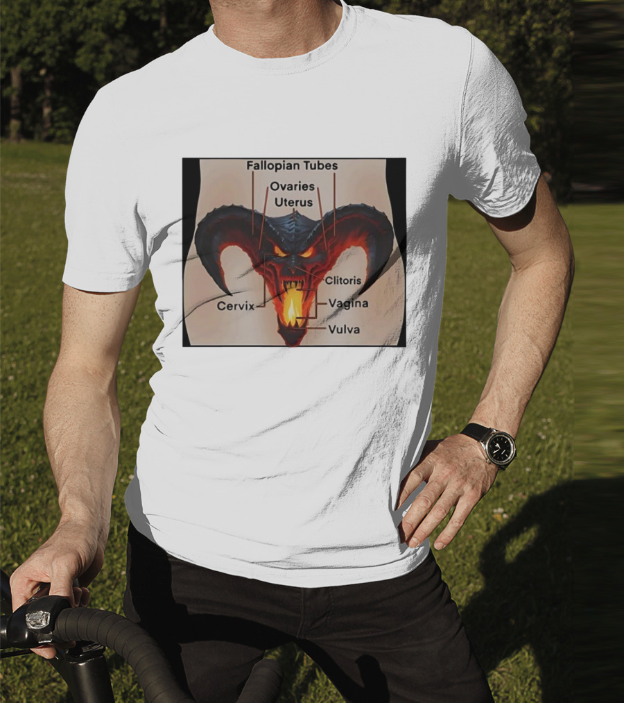 Fallopian Tubes Ovaries Uterus Cervix Clitoris Vagina Vulva Demon Anatomy T-Shirt