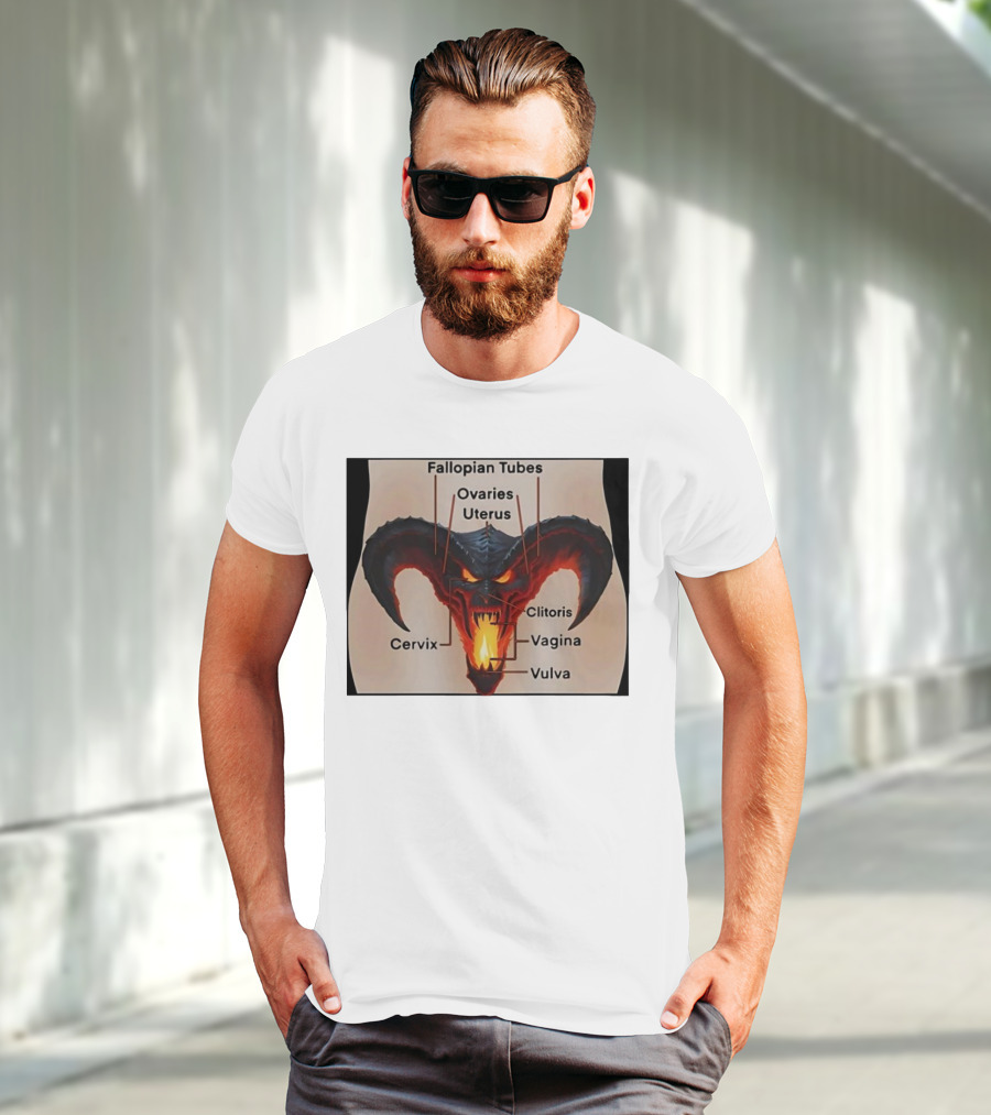 Fallopian Tubes Ovaries Uterus Cervix Clitoris Vagina Vulva Demon Anatomy T-Shirt