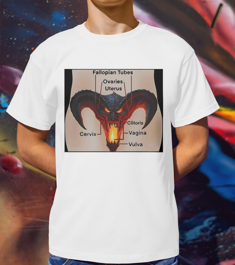 Fallopian Tubes Ovaries Uterus Cervix Clitoris Vagina Vulva Demon Anatomy T-Shirt