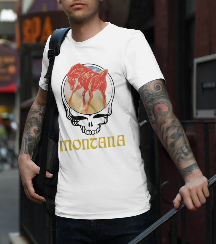 Montana Grateful Dead Skull With Horse T-Shirt