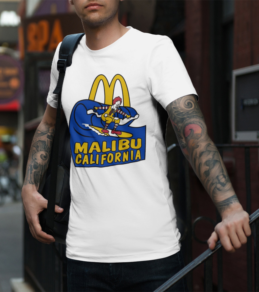 McDonald’s Clown Surfing Malibu California Waves T-Shirt