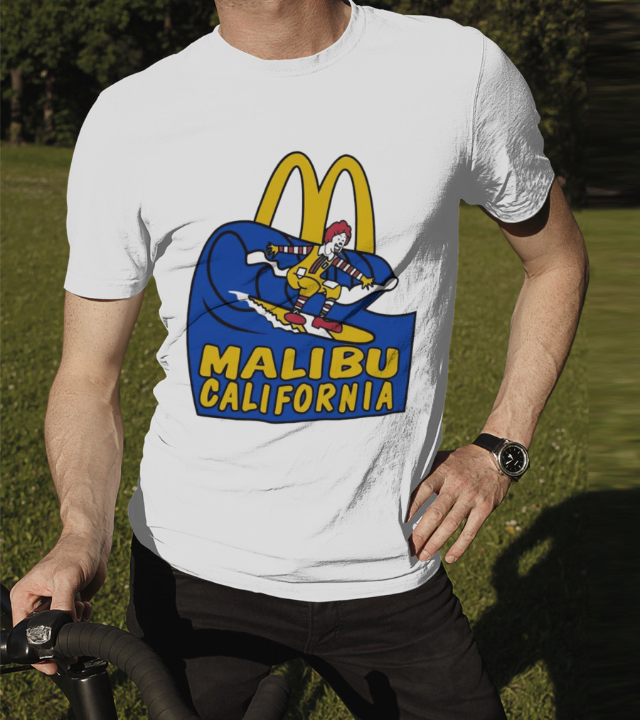 McDonald’s Clown Surfing Malibu California Waves T-Shirt