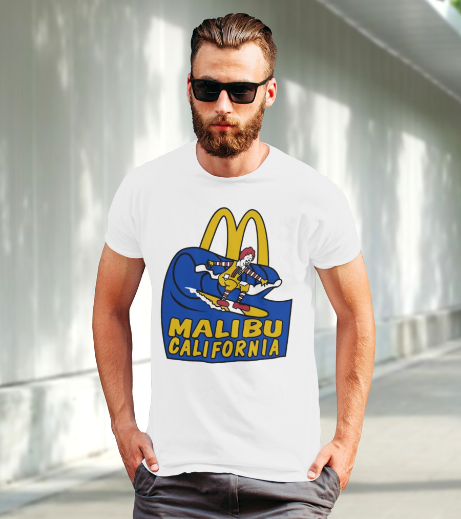 McDonald’s Clown Surfing Malibu California Waves T-Shirt