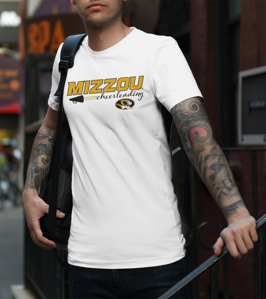 Mizzou Cheerleading Megaphone Oval Tiger Head T-Shirt