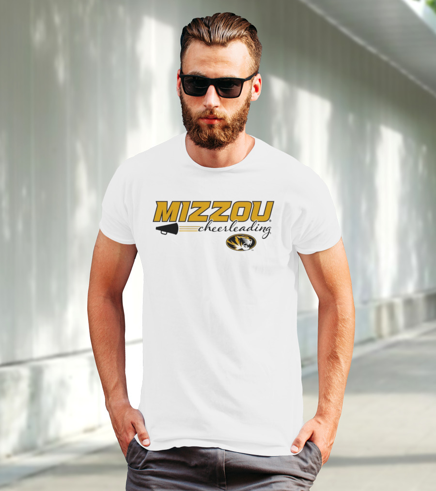 Mizzou Cheerleading Megaphone Oval Tiger Head T-Shirt