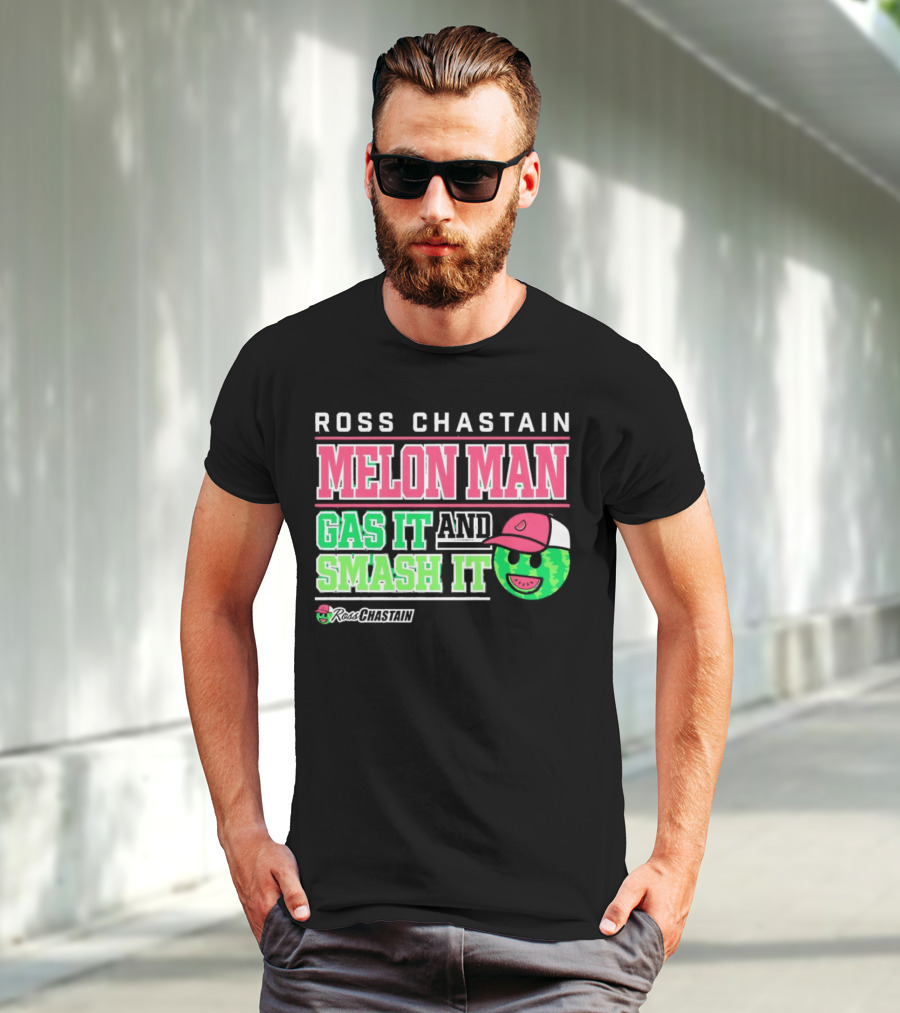 Ross Chastain Melon Man Gas It And Smash It Watermelon Face T-Shirt