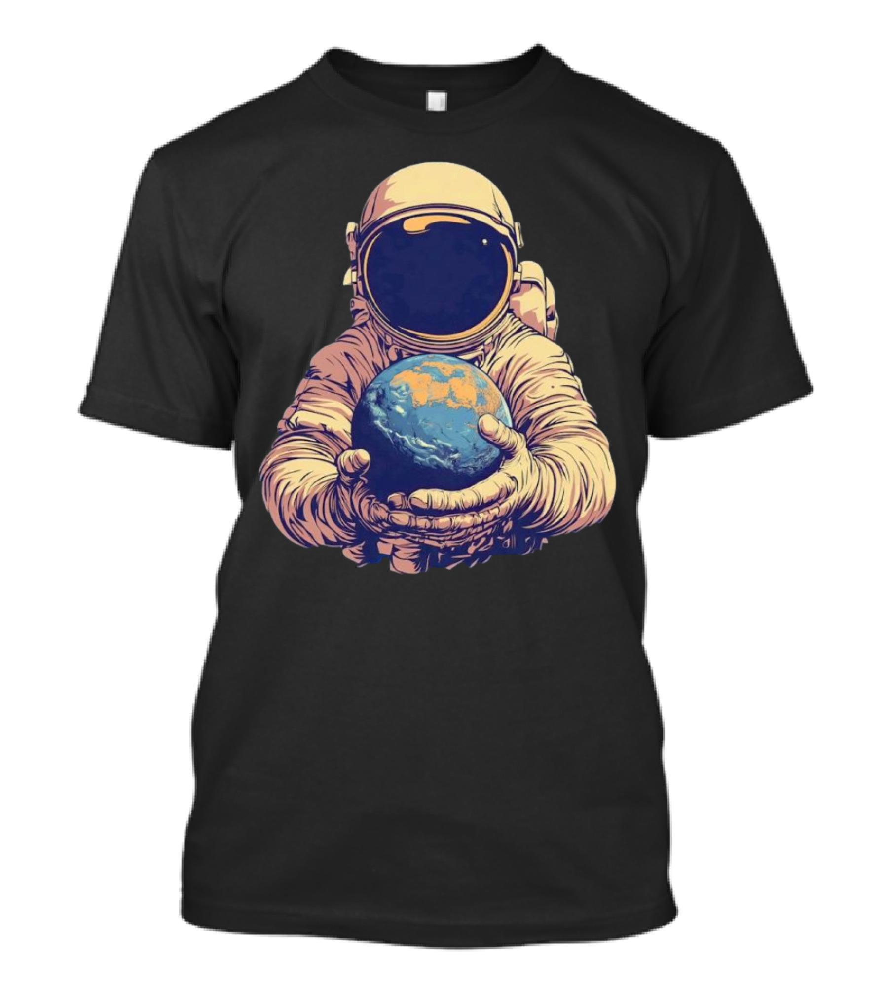 Astronaut Embracing Planet Earth Cosmic Guardians Of Home T-Shirt