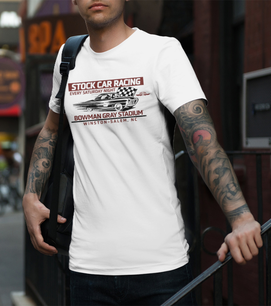 Stock Car Racing Every Saturday Night Bowman Gray Stadium Winston-Salem NC Vintage Checkered Flag T-Shirt