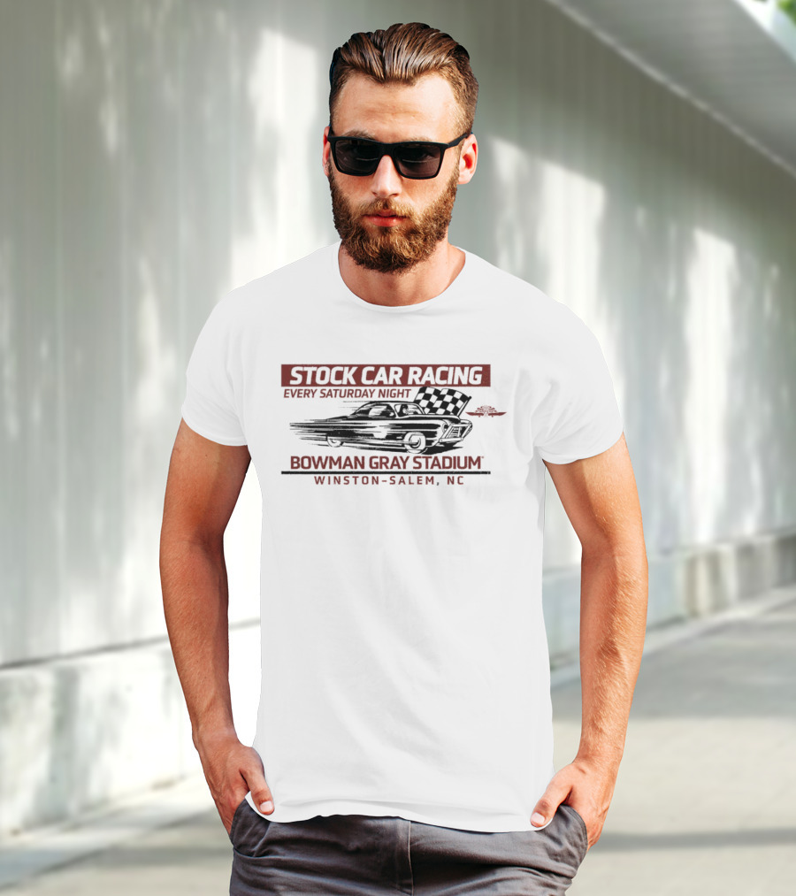 Stock Car Racing Every Saturday Night Bowman Gray Stadium Winston-Salem NC Vintage Checkered Flag T-Shirt