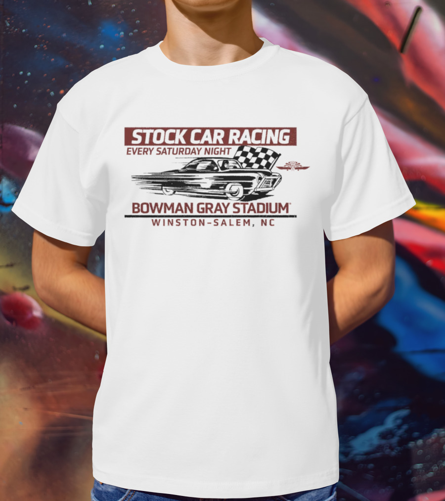 Stock Car Racing Every Saturday Night Bowman Gray Stadium Winston-Salem NC Vintage Checkered Flag T-Shirt