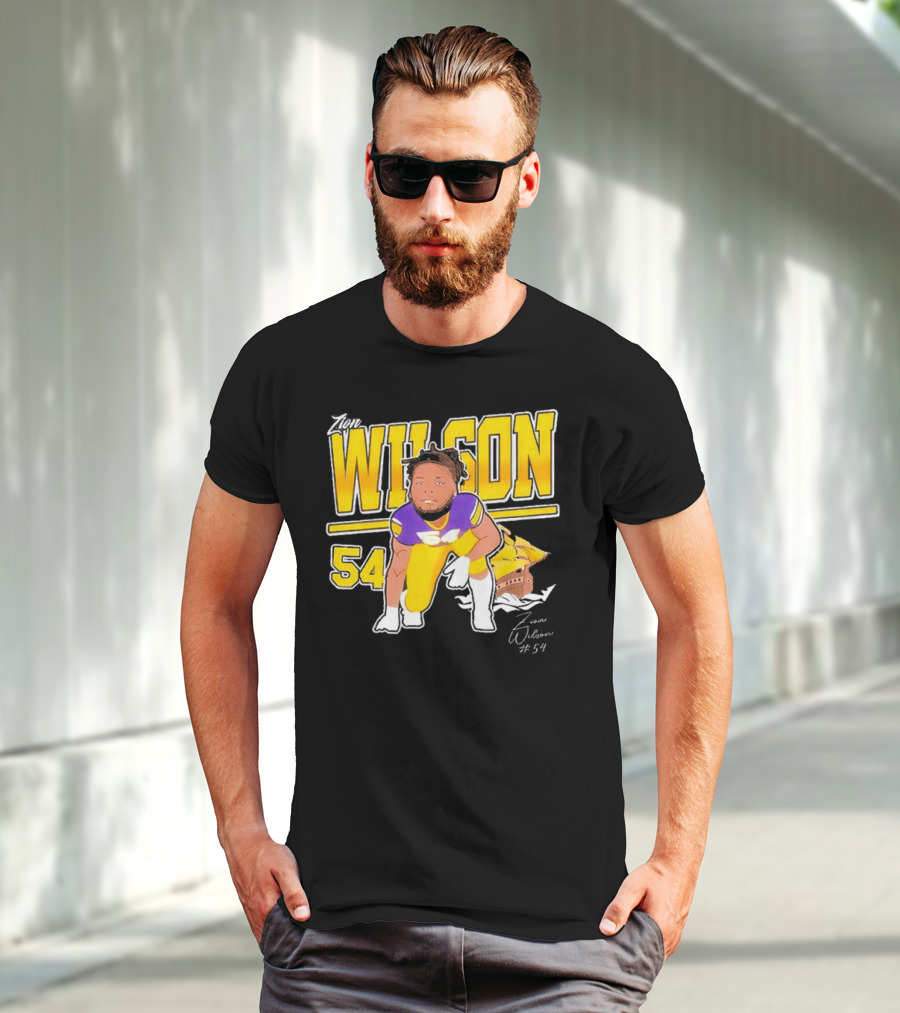 Zion Wilson 54 East Carolina Pirates Cartoon Football Player T-Shirt