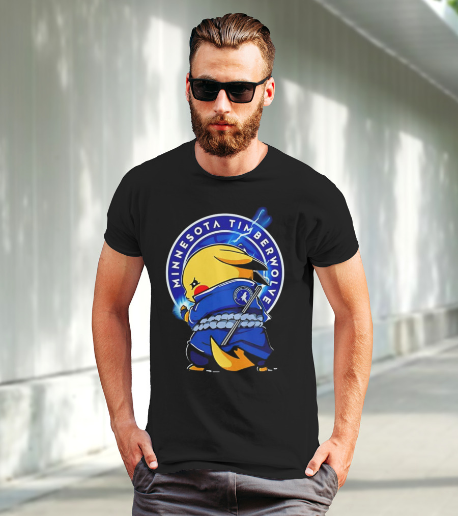 Minnesota Timberwolves Pikachu Uchiha Sasuke Crossover Lightning T-Shirt