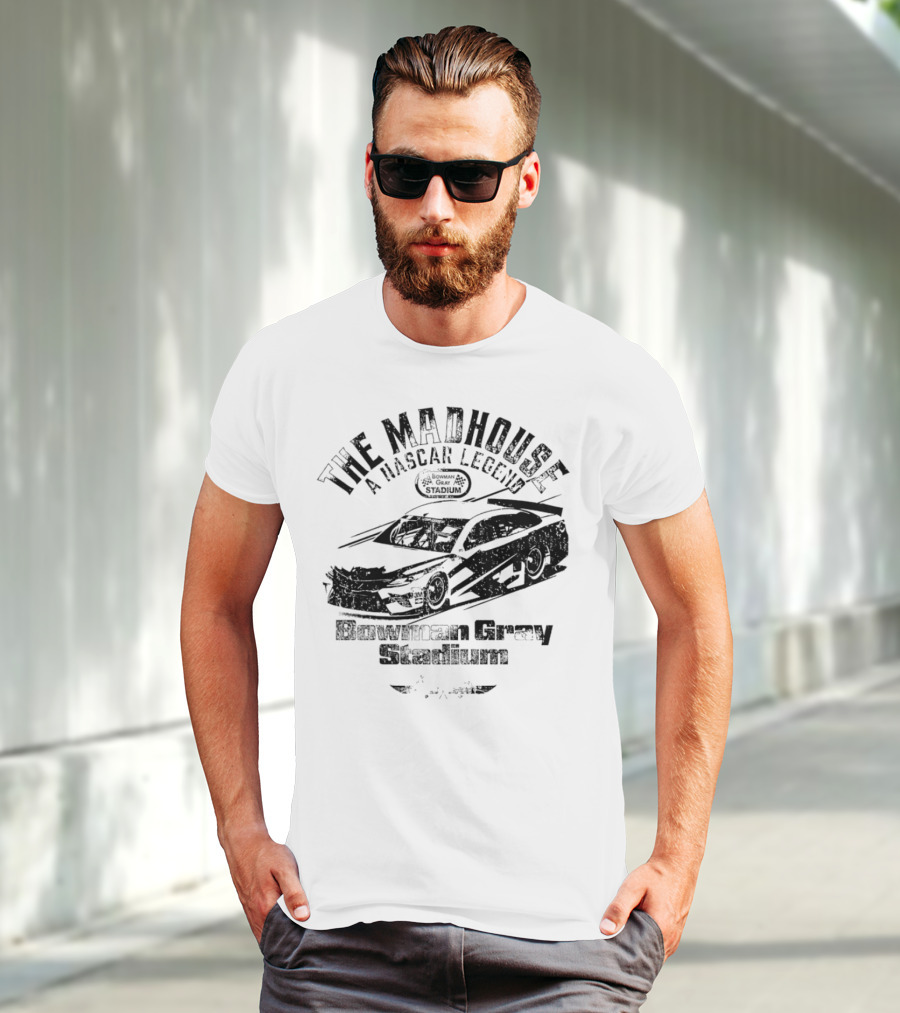 The Madhouse A NASCAR Legend Car Graphic Bowman Gray Stadium T-Shirt
