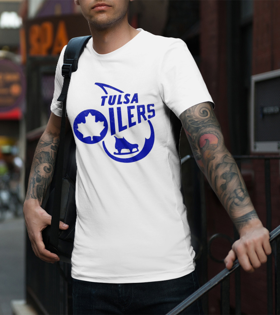 Tulsa Oilers 1982 Maple Leaf Ice Skate T-Shirt
