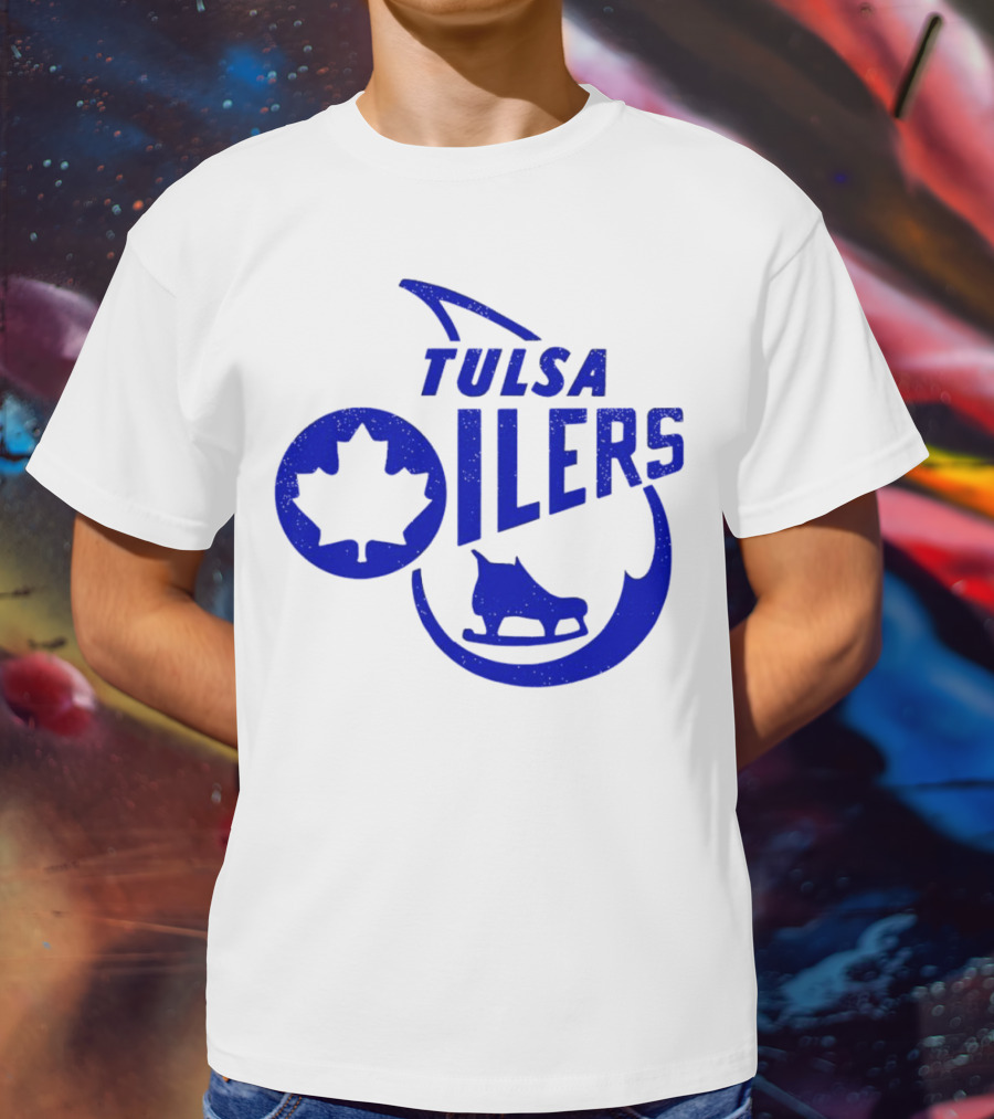 Tulsa Oilers 1982 Maple Leaf Ice Skate T-Shirt