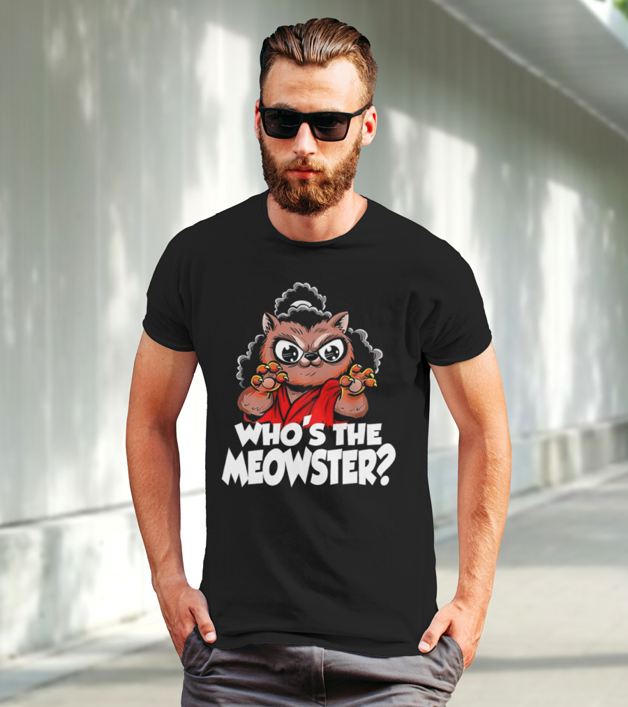 Who's The Meowster X Sho Nuff The Last Dragon Inspired Cat Character T-Shirt