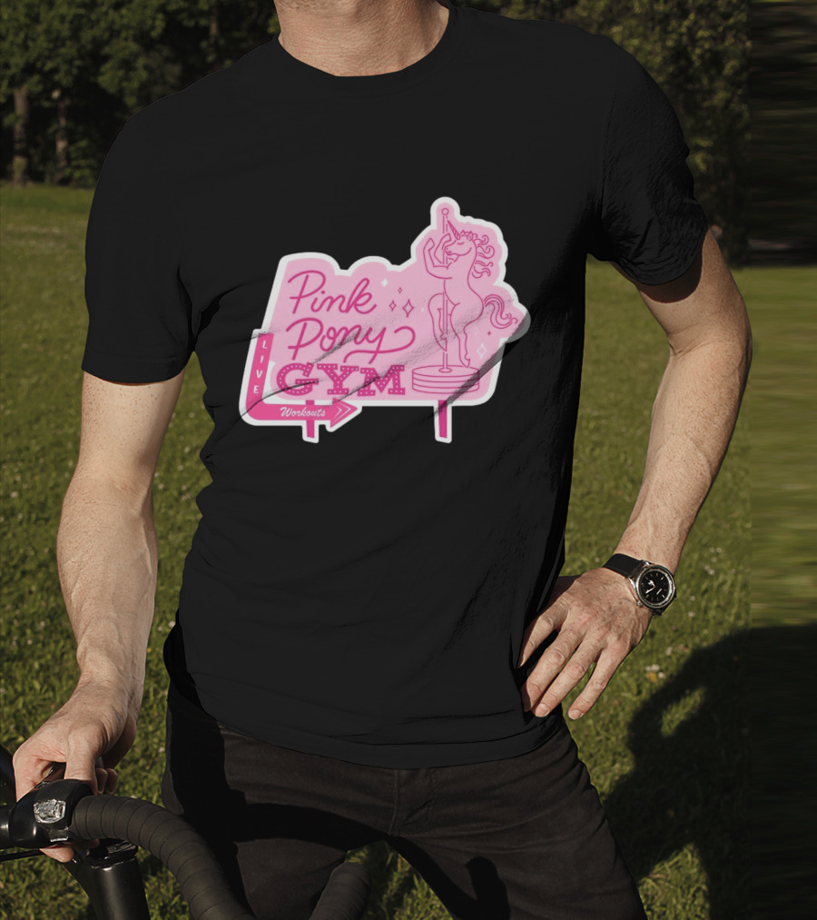 Pink Pony Gym Live Workouts Unicorn Pole Fitness T-Shirt