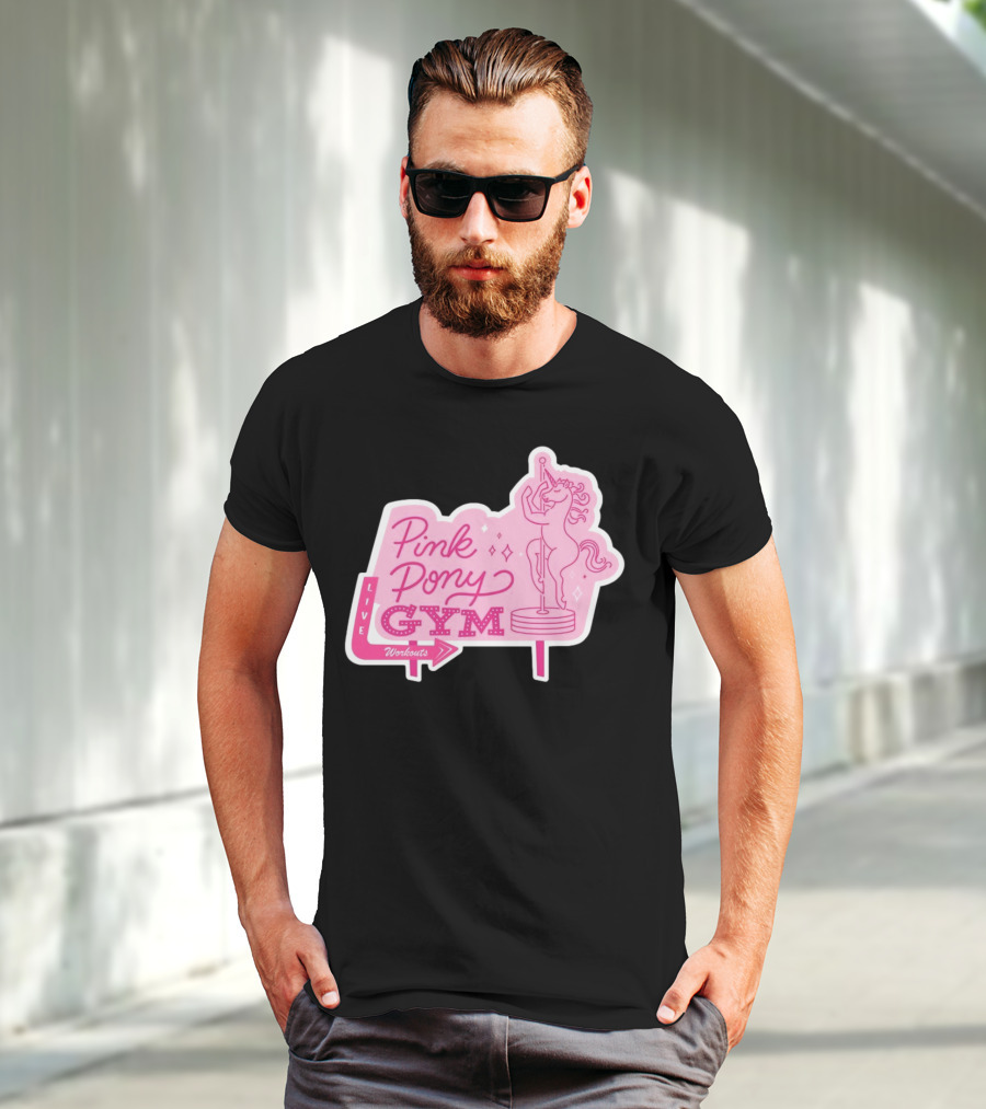 Pink Pony Gym Live Workouts Unicorn Pole Fitness T-Shirt