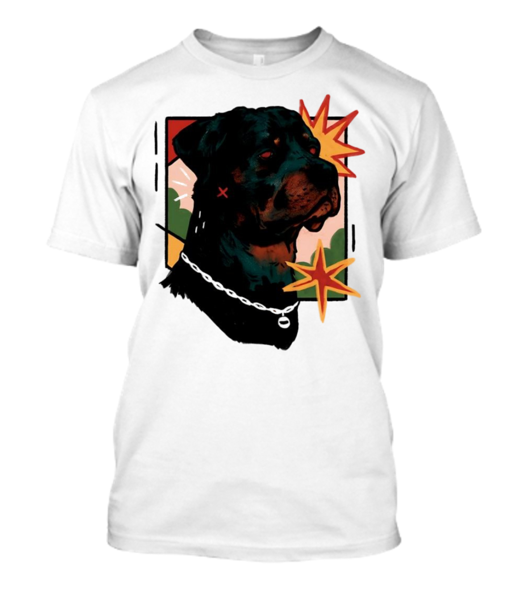 Rottweiler Pop Art Style With Starburst Elements T-Shirt