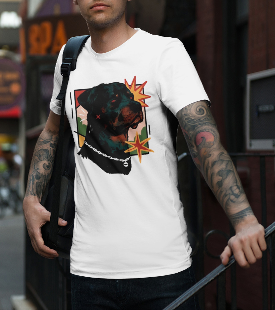 Rottweiler Pop Art Style With Starburst Elements T-Shirt