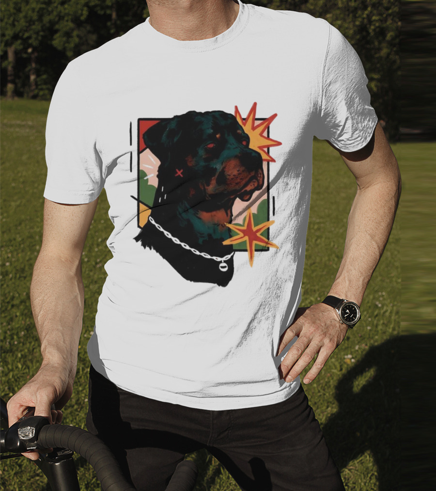 Rottweiler Pop Art Style With Starburst Elements T-Shirt