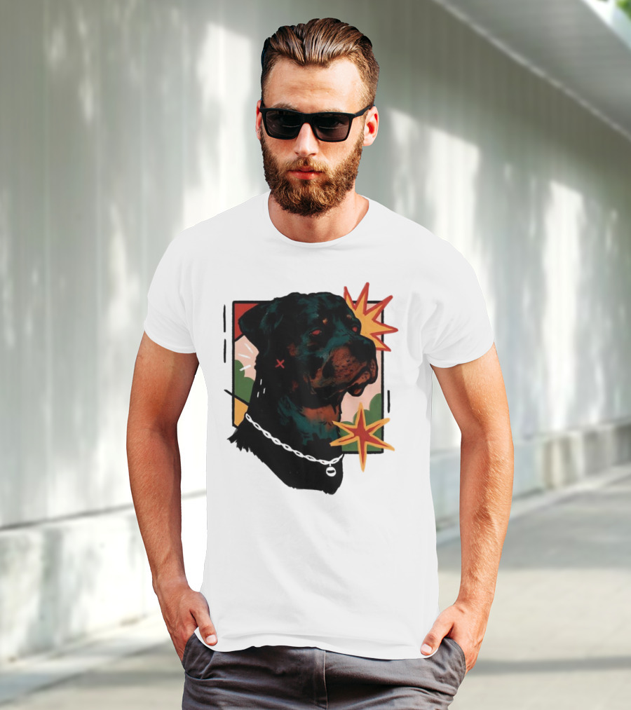 Rottweiler Pop Art Style With Starburst Elements T-Shirt