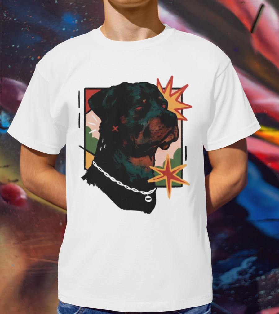 Rottweiler Pop Art Style With Starburst Elements T-Shirt