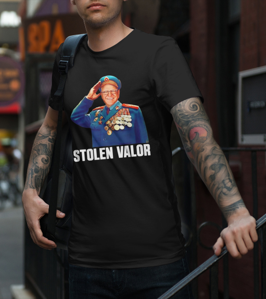 Tim Walz Stolen Valor Soviet Military Outfit Political Conservative T-Shirt