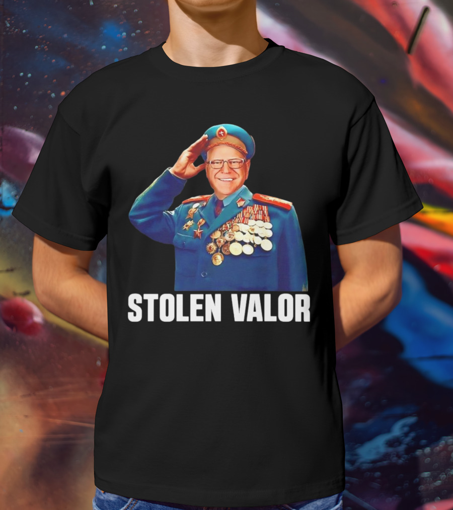 Tim Walz Stolen Valor Soviet Military Outfit Political Conservative T-Shirt
