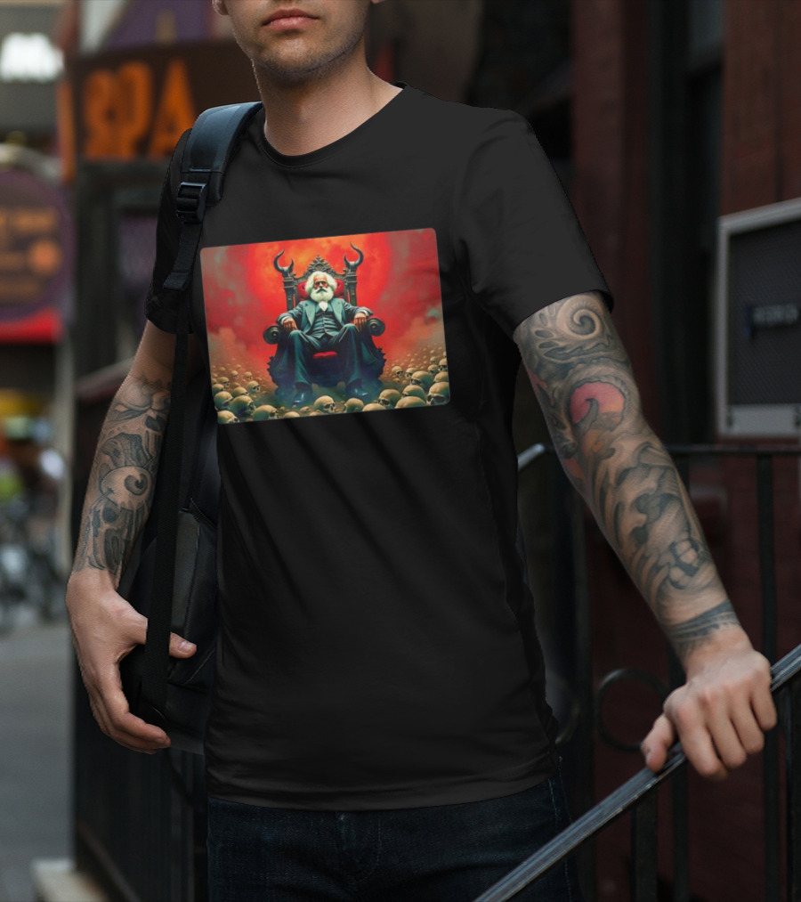 Communists Want To Abolish Intellectual Property Karl Marx Throne Of Skulls And Flames T-Shirt