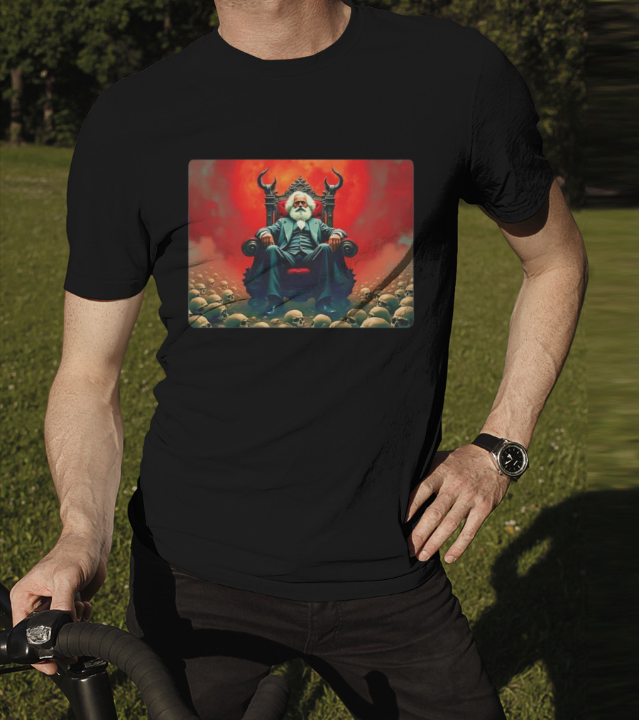 Communists Want To Abolish Intellectual Property Karl Marx Throne Of Skulls And Flames T-Shirt