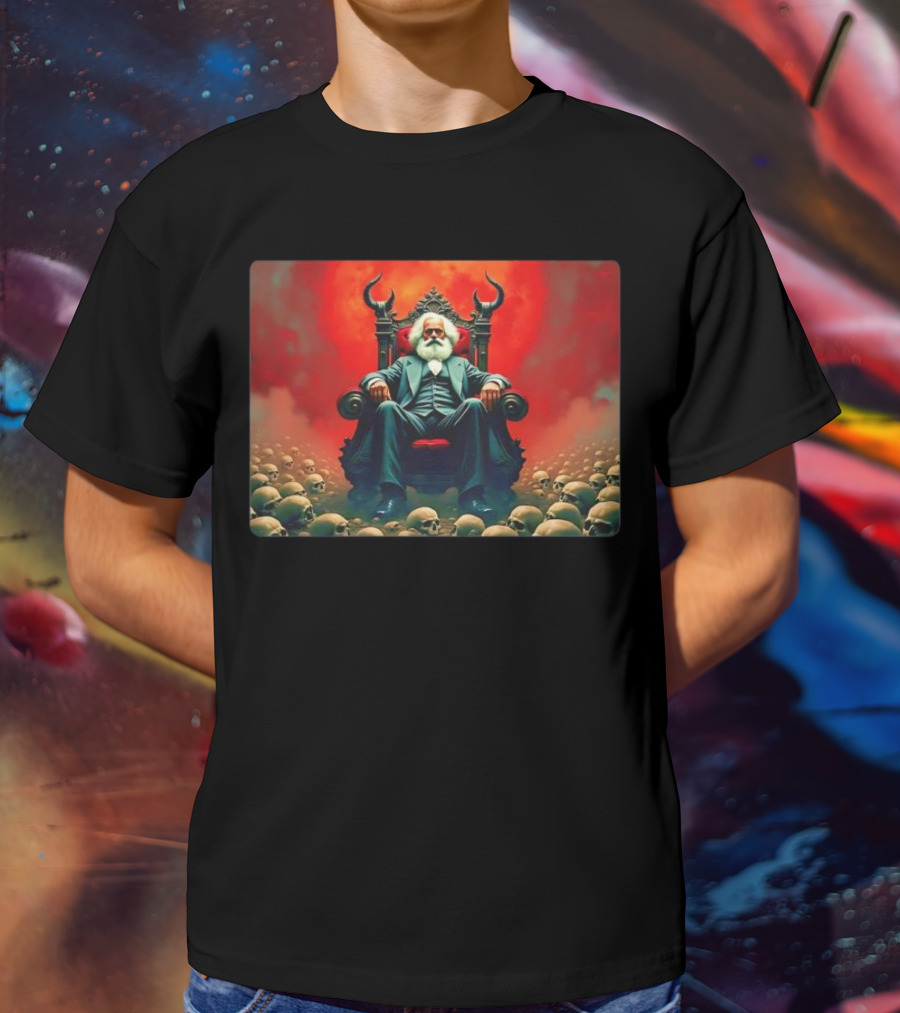 Communists Want To Abolish Intellectual Property Karl Marx Throne Of Skulls And Flames T-Shirt