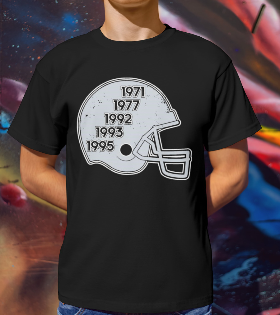 Dallas Cowboys Glory Years 5 Times Helmet 1971 1977 1992 1993 1995 T-Shirt
