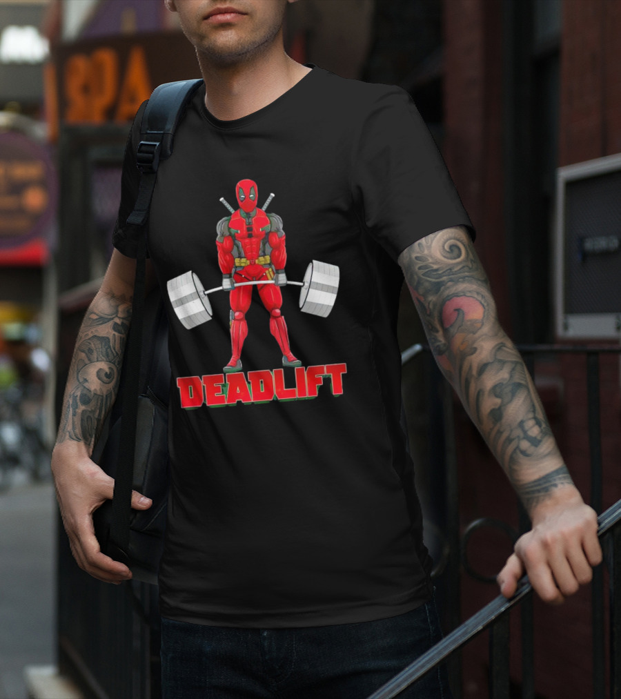Deadpool Deadlift Gym Fitness Comic Character Strength Training T-Shirt