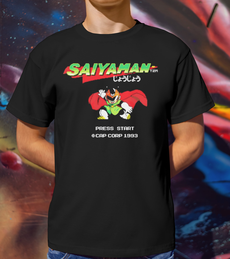 SAIYAMAN Press Start ©CAP CORP 1993 Vintage Game Gohan Rocks T-Shirt