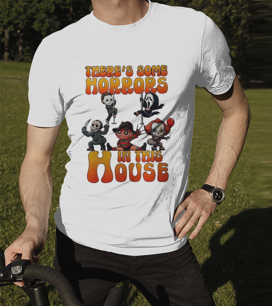 There's Some Horrors In This House Chibi Horror Movie Characters T-Shirt