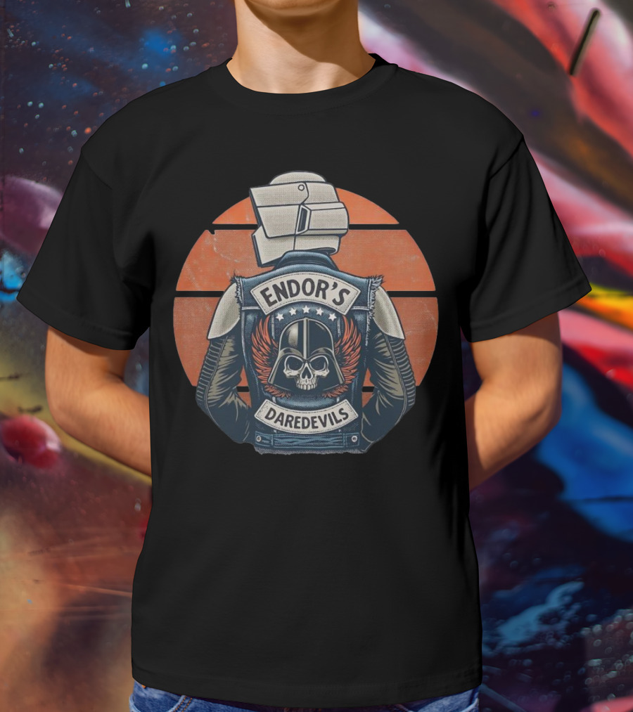 Imperial Biker Scout Club Endor’s Daredevils Vintage Skull Jacket T-Shirt