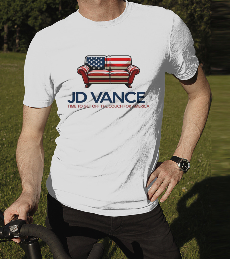 JD Vance Time To Get Off The Couch For America USA Flag Couch T-Shirt
