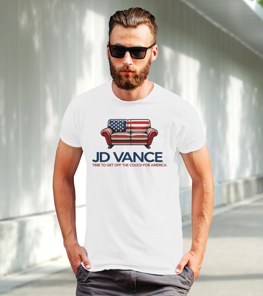 JD Vance Time To Get Off The Couch For America USA Flag Couch T-Shirt