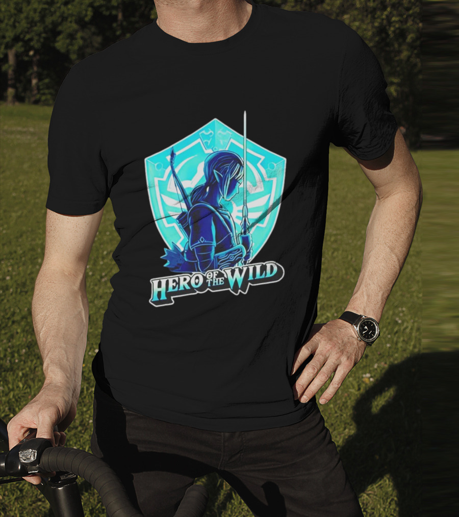 Hero Of The Wild Legend Of Zelda Link Blue Sword And Shield T-Shirt