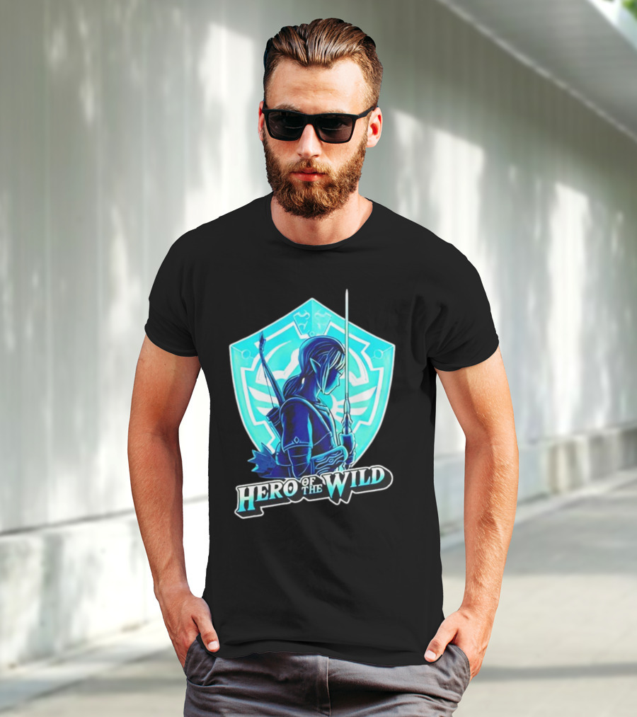 Hero Of The Wild Legend Of Zelda Link Blue Sword And Shield T-Shirt