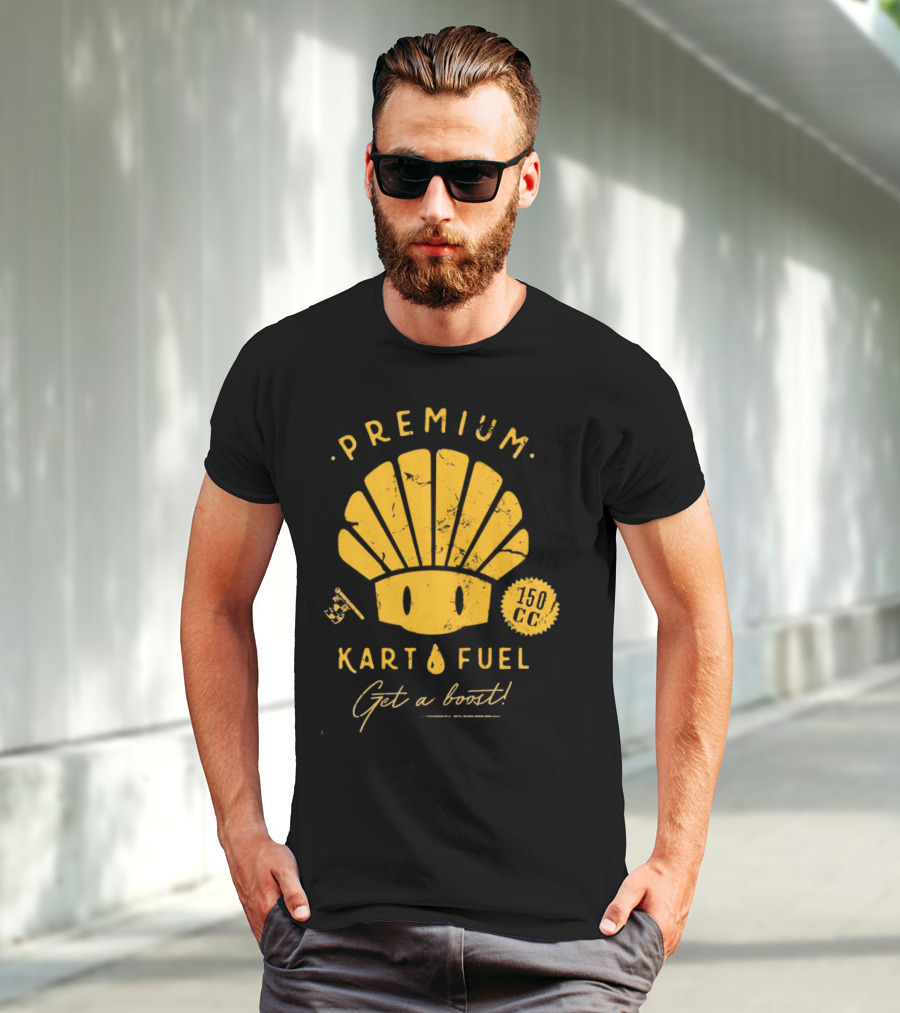 Mario Kart Premium Yellow Shell Kart Fuel 150cc Get A Boost T-Shirt