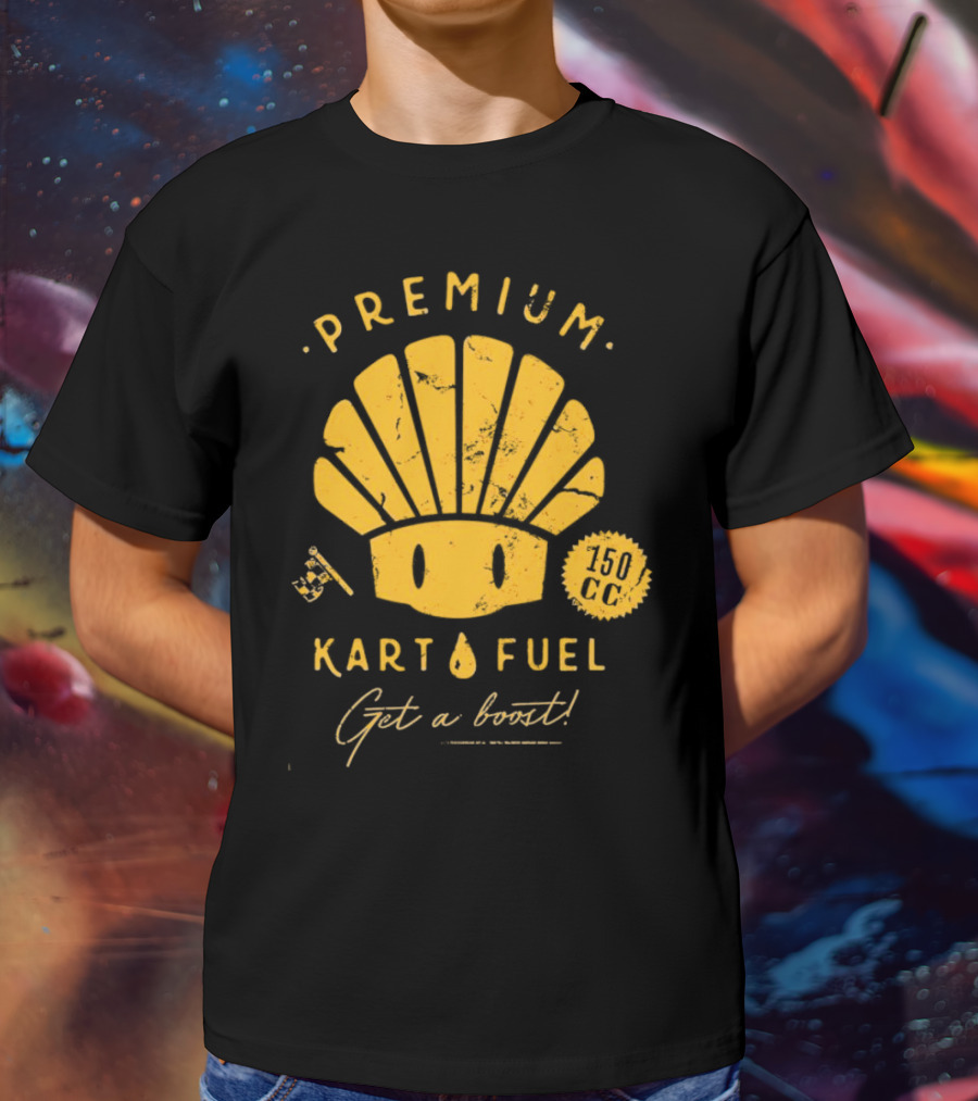 Mario Kart Premium Yellow Shell Kart Fuel 150cc Get A Boost T-Shirt