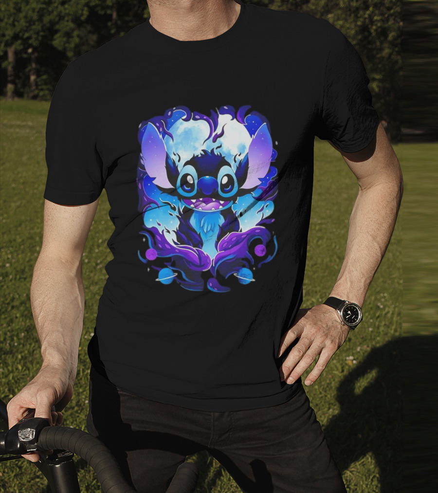 Stitch Experiment 626 Cosmic Darkness Cartoon T-Shirt