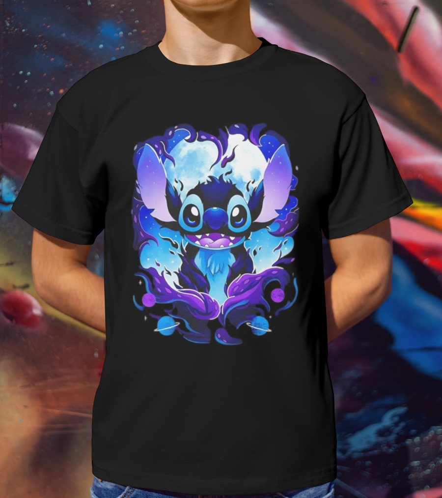 Stitch Experiment 626 Cosmic Darkness Cartoon T-Shirt