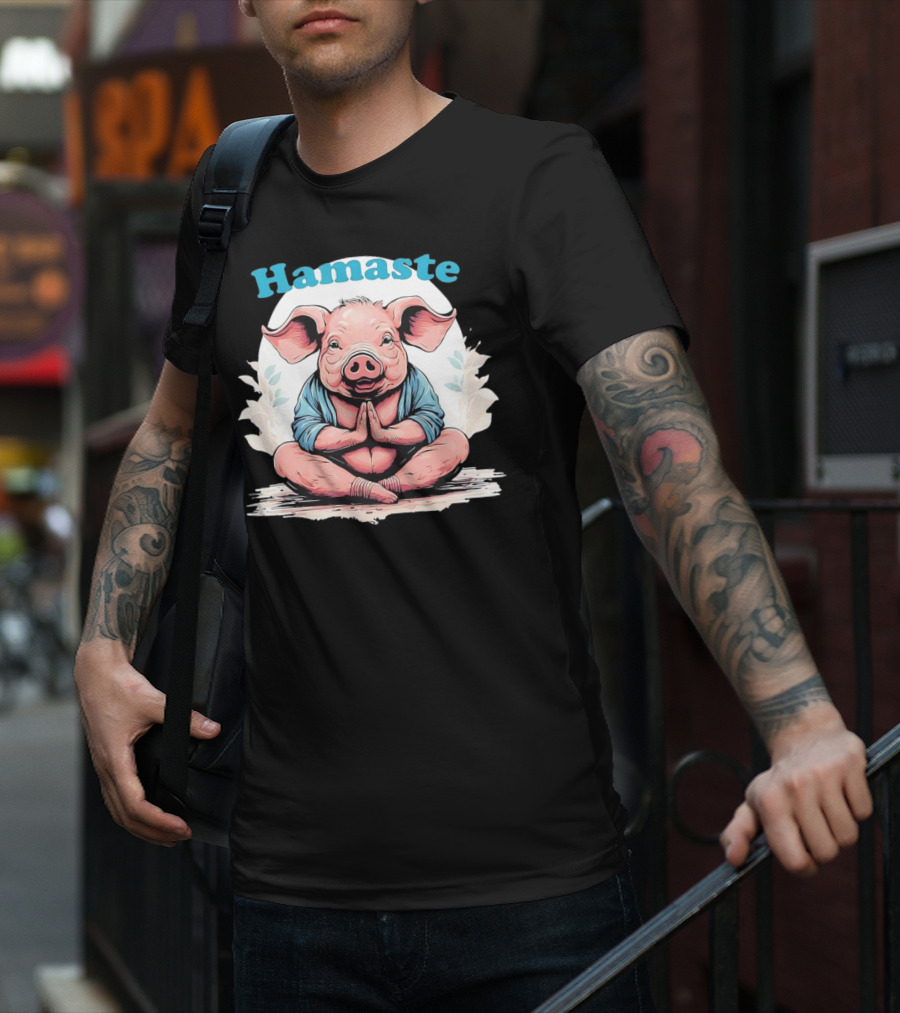 Hamaste Schwein Yoga Namaste Nationaler Humor T-Shirt
