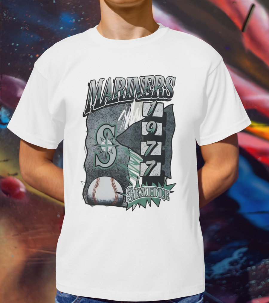 Seattle Mariners 1977 Vintage Overspray Baseball Logo Seattle T-Shirt
