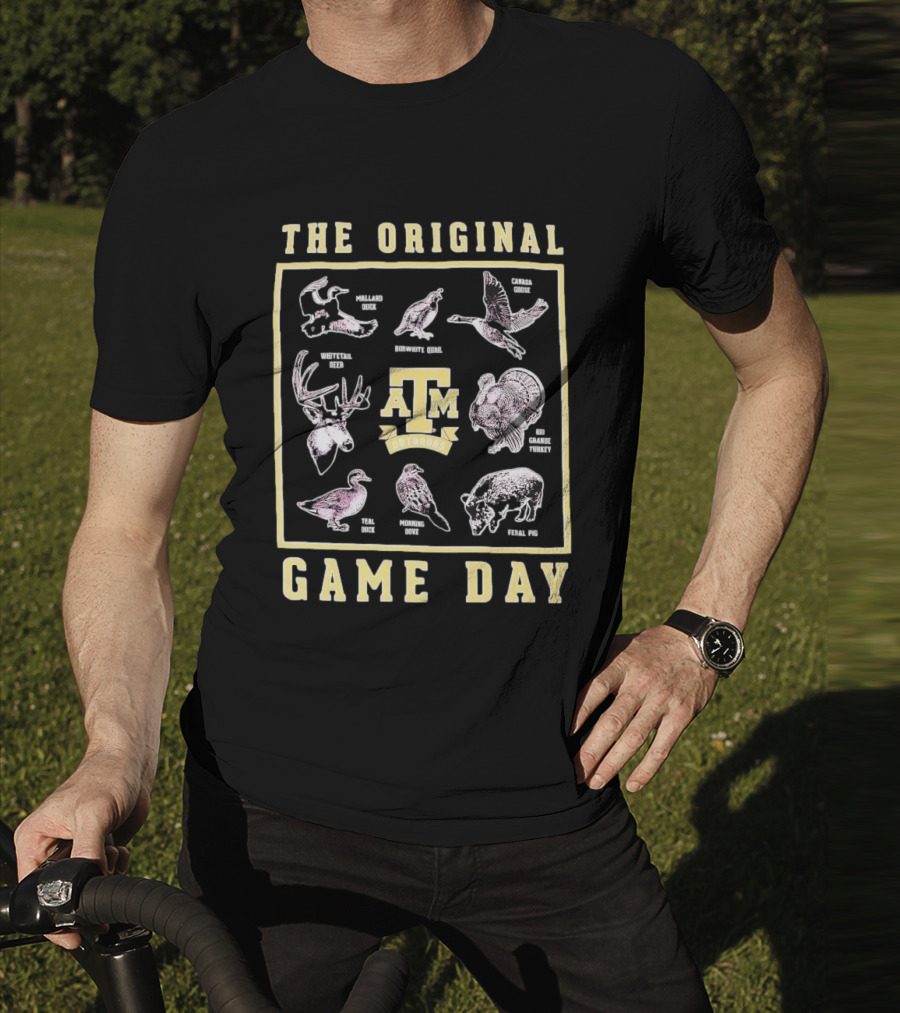 The Original Game Day Texas A&M Outdoors Whitetail Deer Mallard Duck Rio Grande Turkey T-Shirt
