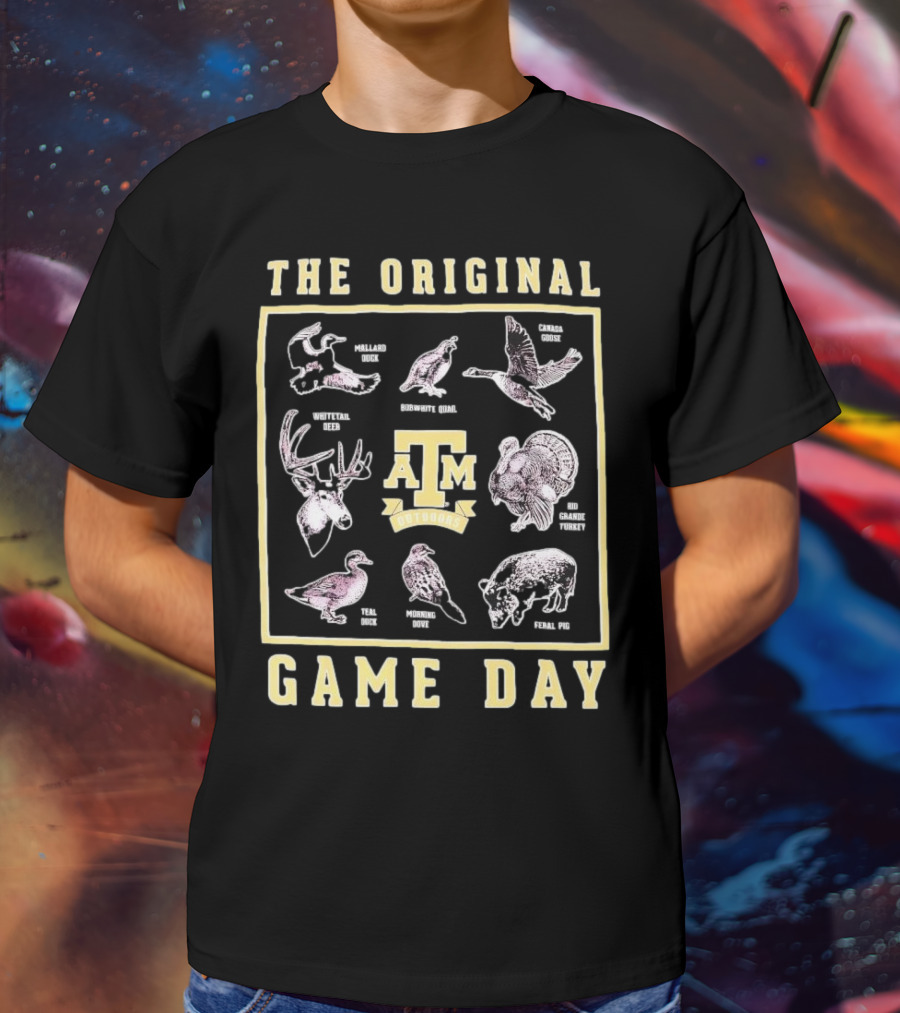 The Original Game Day Texas A&M Outdoors Whitetail Deer Mallard Duck Rio Grande Turkey T-Shirt