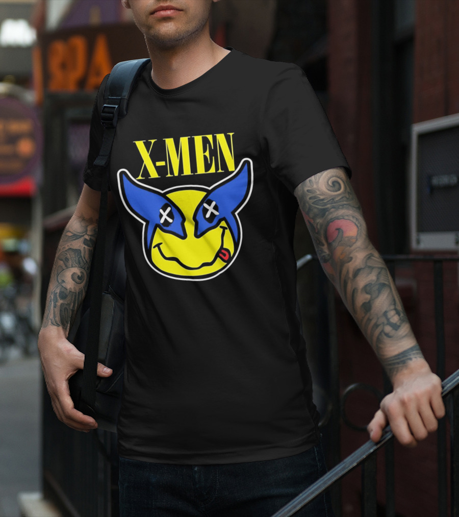 X-Men Wolverine Nirvana Smiley Face Crossover T-Shirt